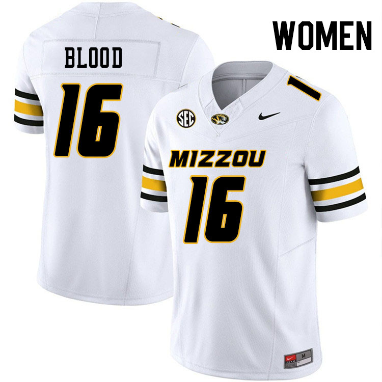 Women #16 Daniel Blood Missouri Tigers College Football Jerseys Stitched-White